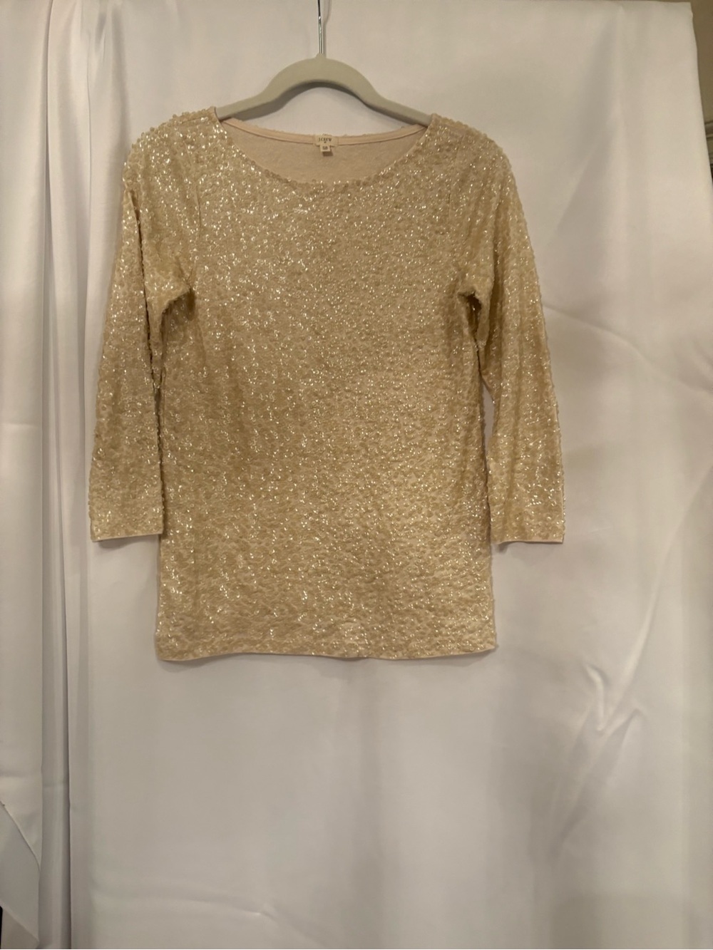 J. Crew Sparkle Cream Sequin Knit Top